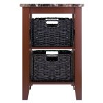 Zoey Side Table Faux Marble Top with 2 Baskets - Image 5