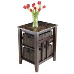 Zoey Side Table Faux Marble Top with 2 Baskets - Image 6