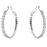 50mm Marquise Cut Halo CZ Hoop Earrings - Image 4