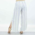 Side Slit Wide Leg Pants-Green - Image 3