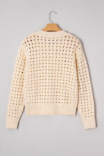 Hollowed Knit Zip Up Sweater Cardigan - Image 8