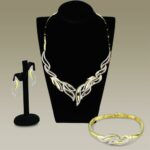 3W941 - Gold+Rhodium Brass Jewelry Sets with AAA Grade CZ  in Clear