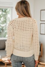 Hollowed Knit Zip Up Sweater Cardigan - Image 2