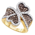 Women's 1.5ct Cognac Lab Diamond Heart Ring | 10K Yellow Gold | Draco