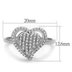 TS192 - Rhodium 925 Sterling Silver Ring with AAA Grade CZ  in Clear - Image 2