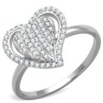 TS192 - Rhodium 925 Sterling Silver Ring with AAA Grade CZ  in Clear - Image 5