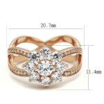 TS586 - Rose Gold 925 Sterling Silver Ring with AAA Grade CZ  in Clear - Image 2