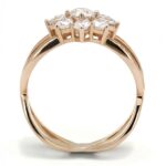 TS586 - Rose Gold 925 Sterling Silver Ring with AAA Grade CZ  in Clear - Image 3