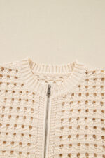 Hollowed Knit Zip Up Sweater Cardigan - Image 10