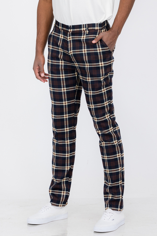 data-117.jpg Plaid Slim Fit Trouser Pants SR003 - Image 1