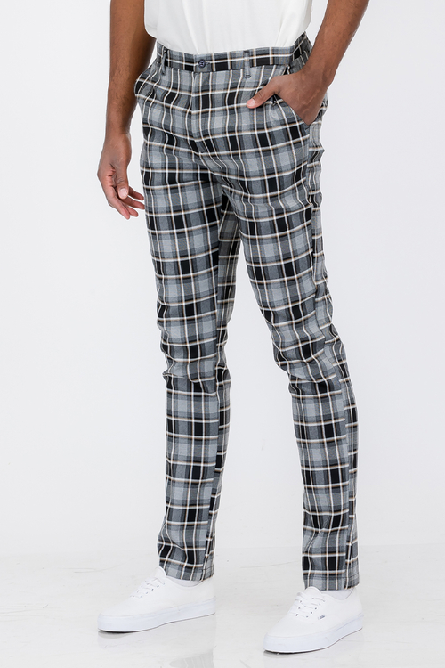 data-142.jpg Plaid Slim Fit Trouser Pants SR012 - Image 1