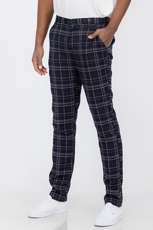 data-94.jpg Plaid Slim Fit Trouser Pants SR008 - Image 1