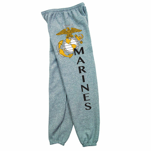 fxod4106.jpg Mens Marines With Logo One Sided imprint Sweatpant, Heather Grey - - Image 1