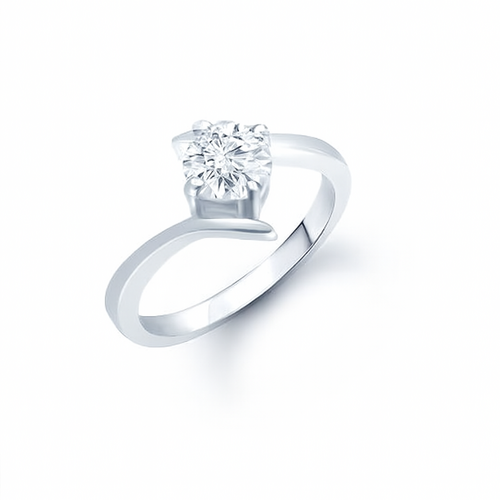 getpubthumb-2.png Silver Round Crystal Solitaire Band Ring - Image 1