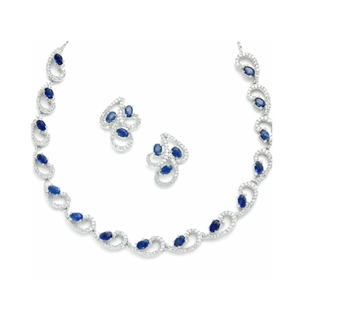 getpubthumb-26.png Silver Blue Stone Swirl Necklace & Earrings - Image 1