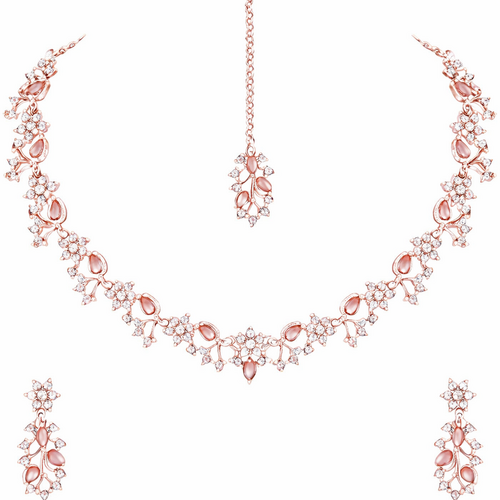 getpubthumb-53.png Rose Gold Floral Jewelry Set with Maang Tikka - Image 1