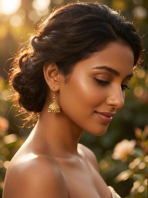 getpubthumb-8.jpg Traditional Gold Jhumka Earrings with Intricate Detail - Image 1