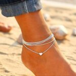 Bohemian Silver Heart Multi Chain Anklet Ankle Bracelet - Image 2