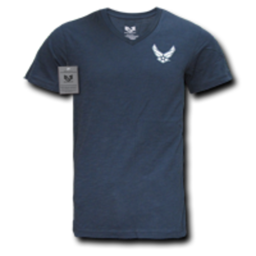 rdom815-1.png Military V-Neck Tee, Air Force, Navy, Large - Image 1